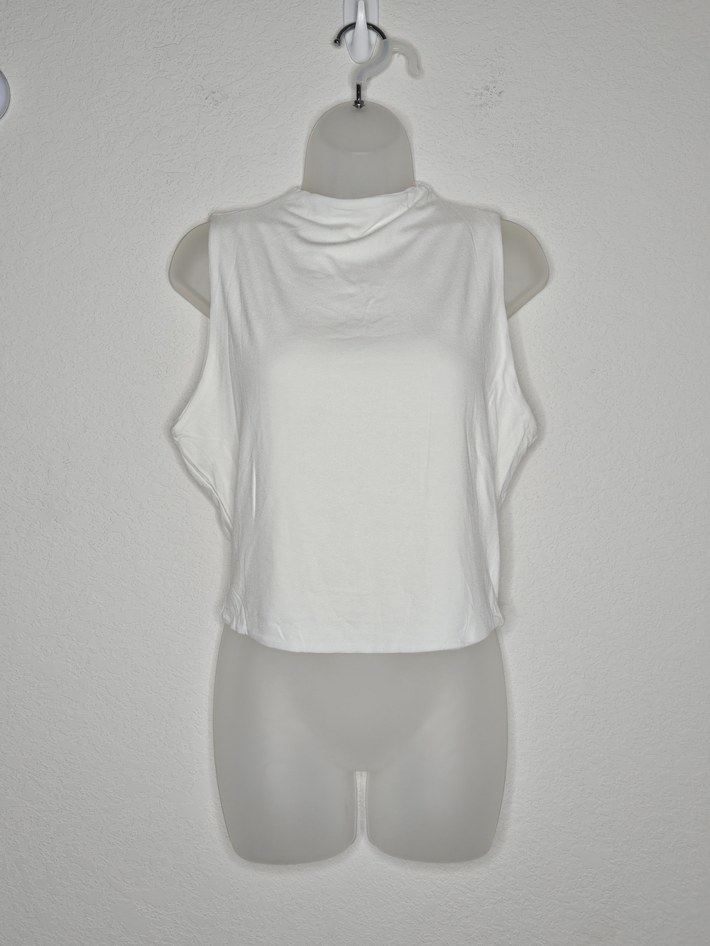 Naked Wardrobe White Sleeveless Mock Neck Tank Top 2X Stretch Minimalist NWOT
